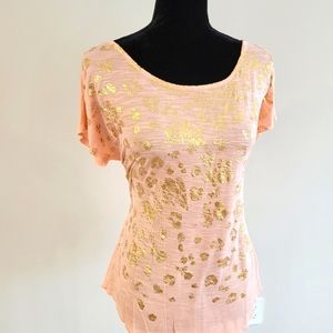 Kohl's Apt 9 Gold Animal Print T Shirt Peach L